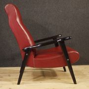 Italian design armchair in red faux leather from the 70s