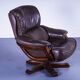 Brutalist leather swivel armchair 1970