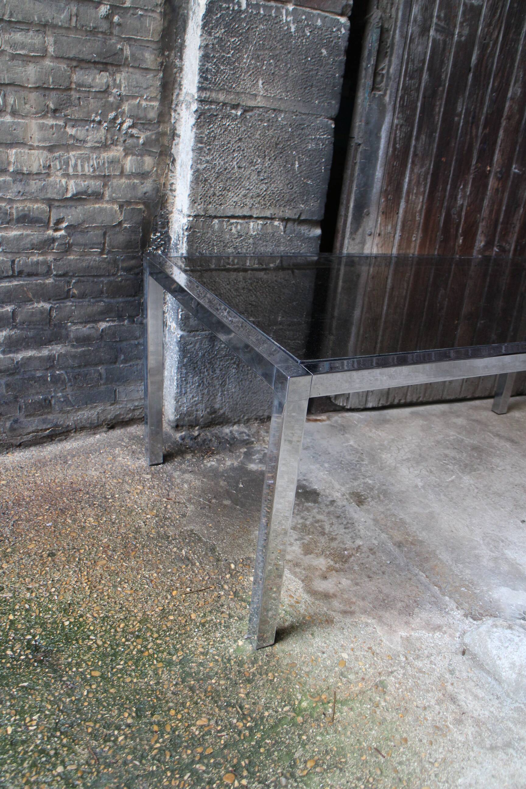 Vintage table chrome legs and smoked glass top