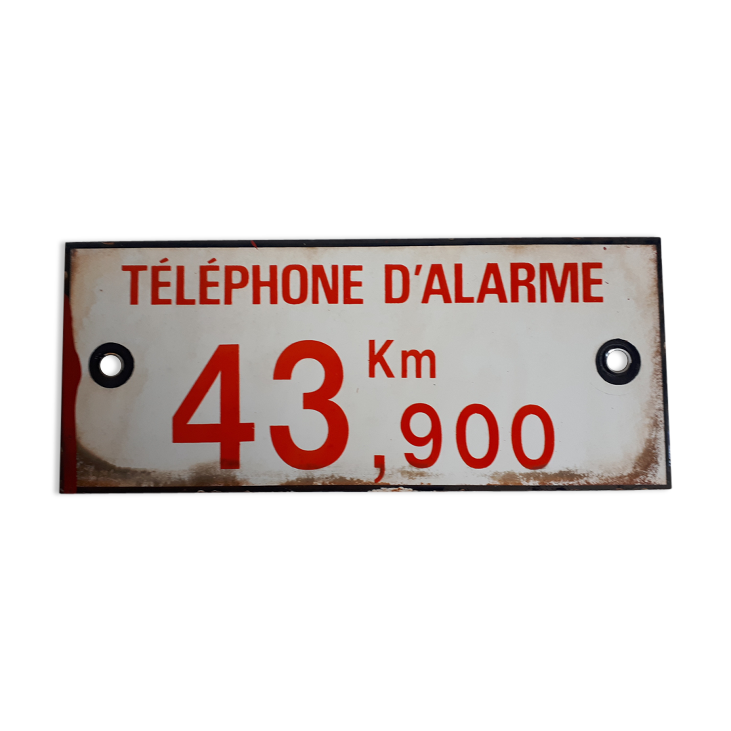 Authentic enameled plate 43km alarm phone