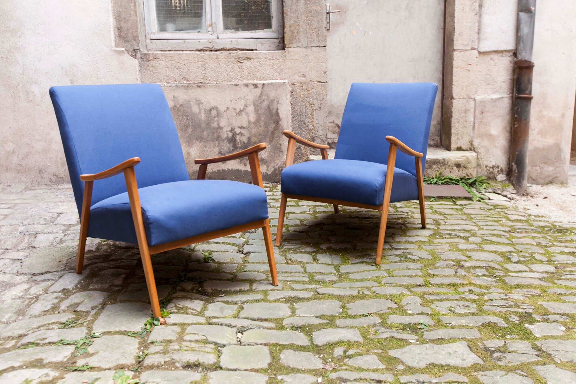 Pair of Scandinavian armchairs from the 60s new fabrics and foam