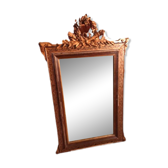 Miroir ancien en bois sculpté, 105x70 cm