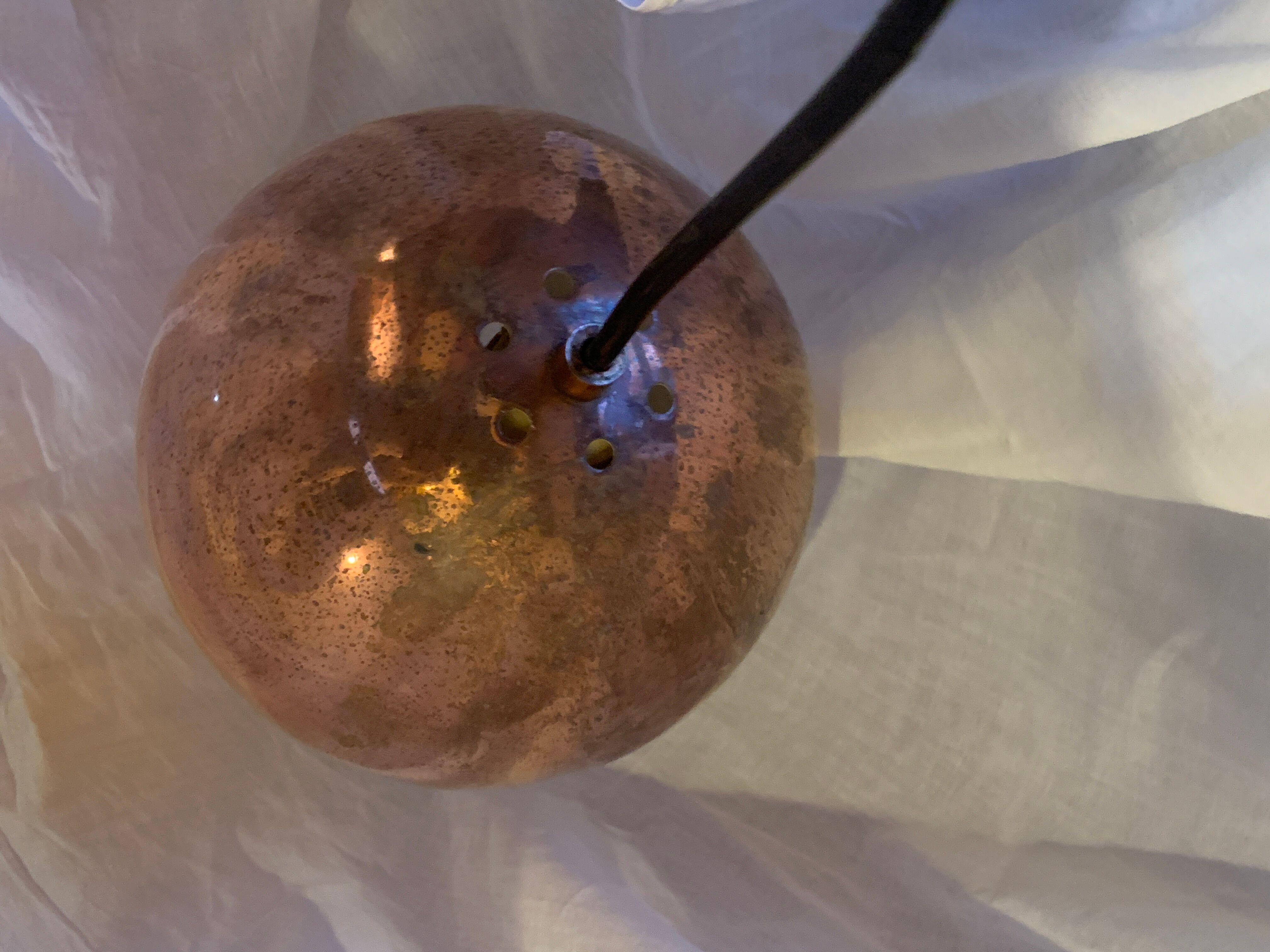 Copper-plated brass globe light fixture