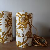 Vintage 1960s floral fabric portable lamp