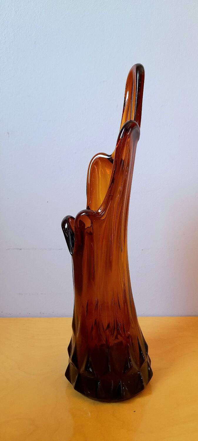Amber glass vase 70s