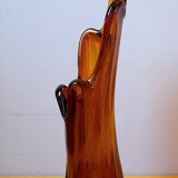 Amber glass vase 70s