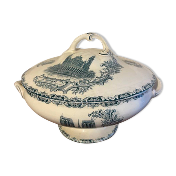 Iron earth soup tureen, Parisian monuments, Notre Dame, Trocadero
