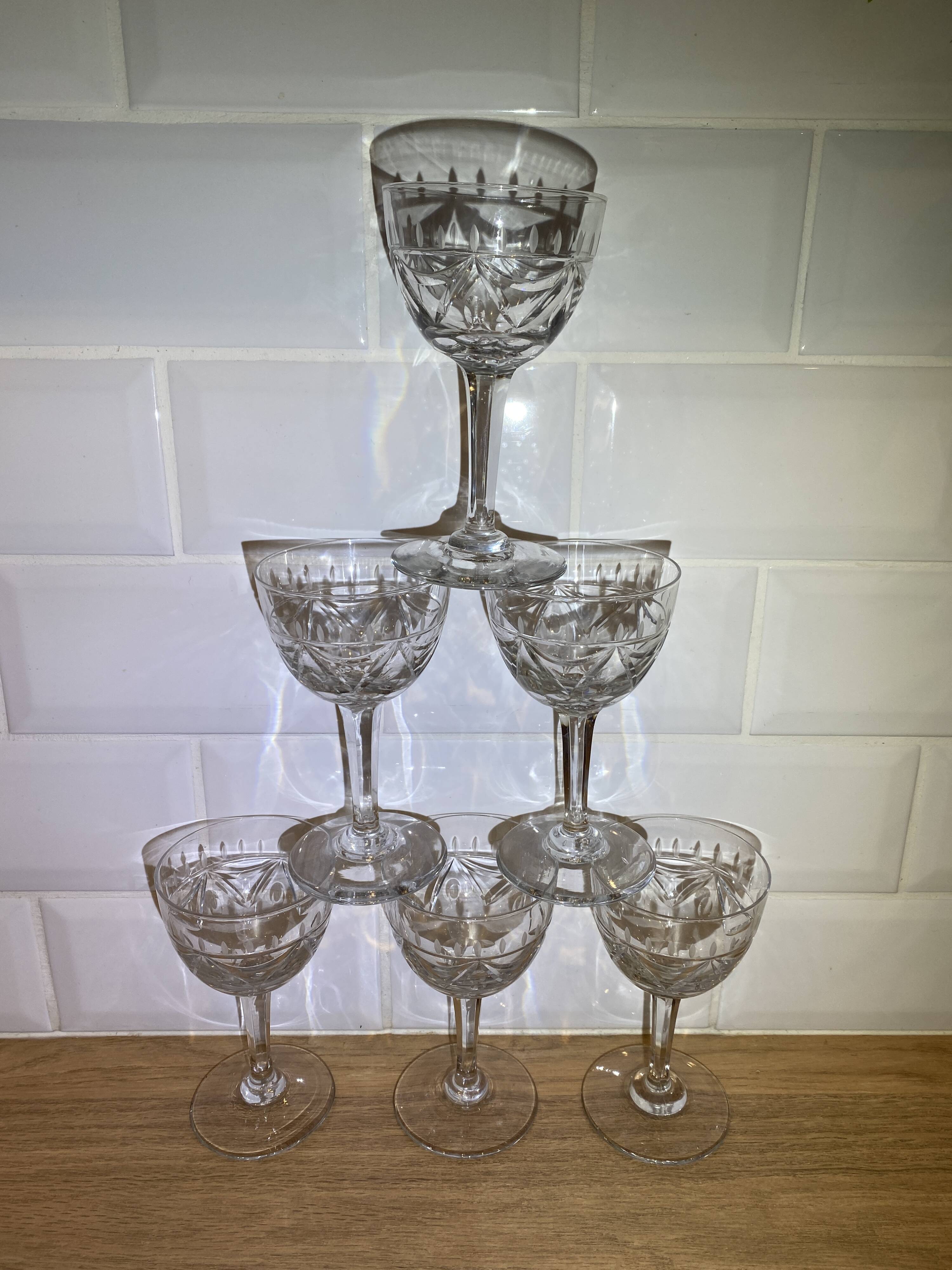 Set de 6 verres à vin gravés