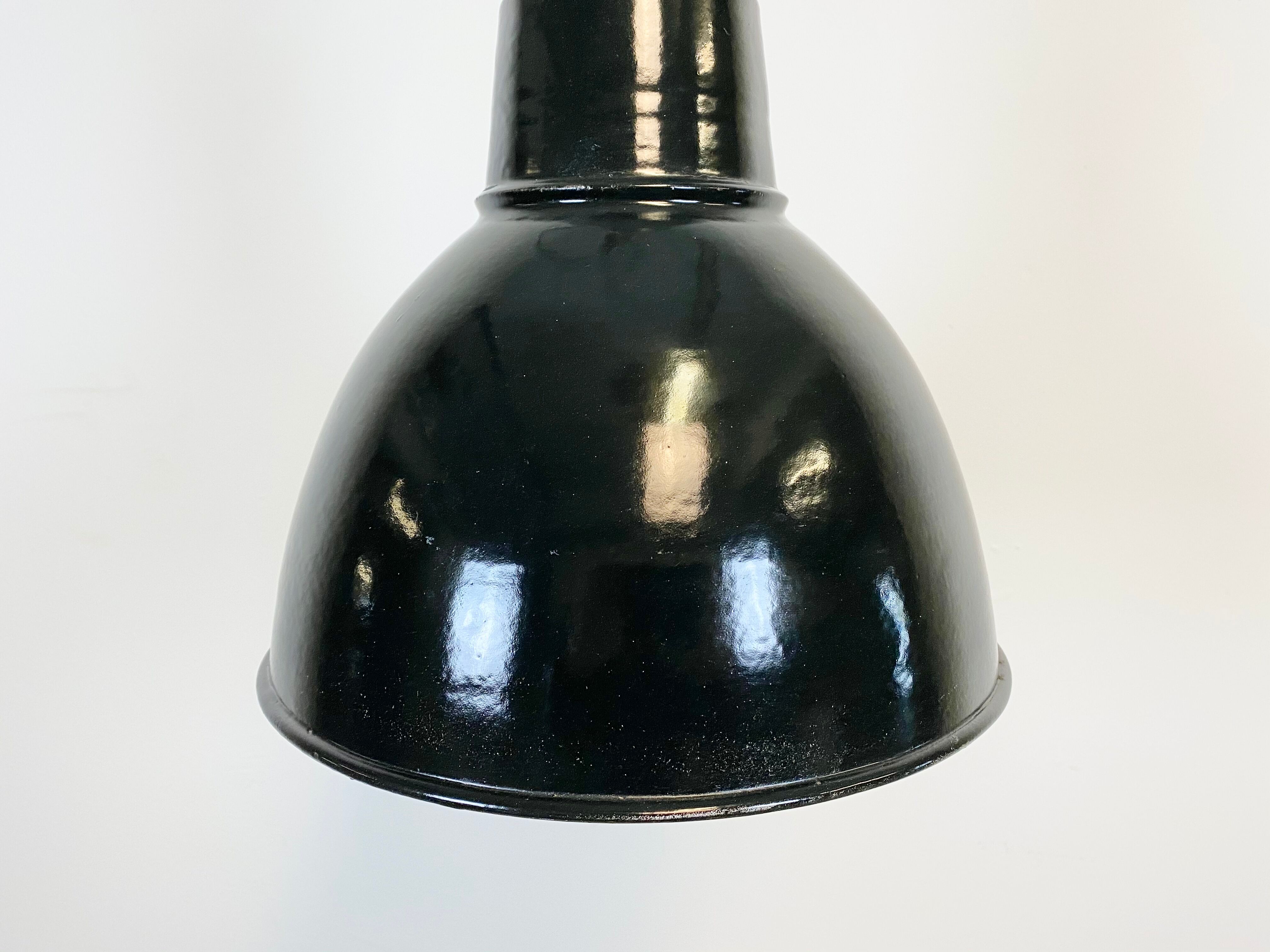 Vintage industrial black enamel light, 1930s
