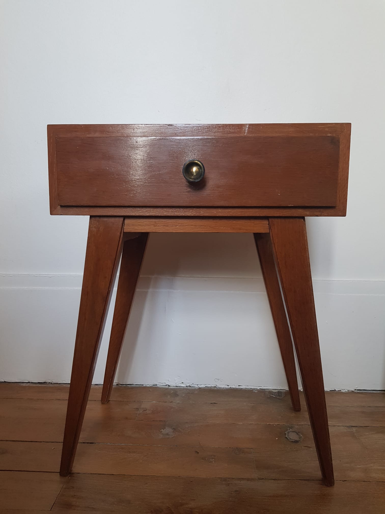 Wooden bedside table compass foot