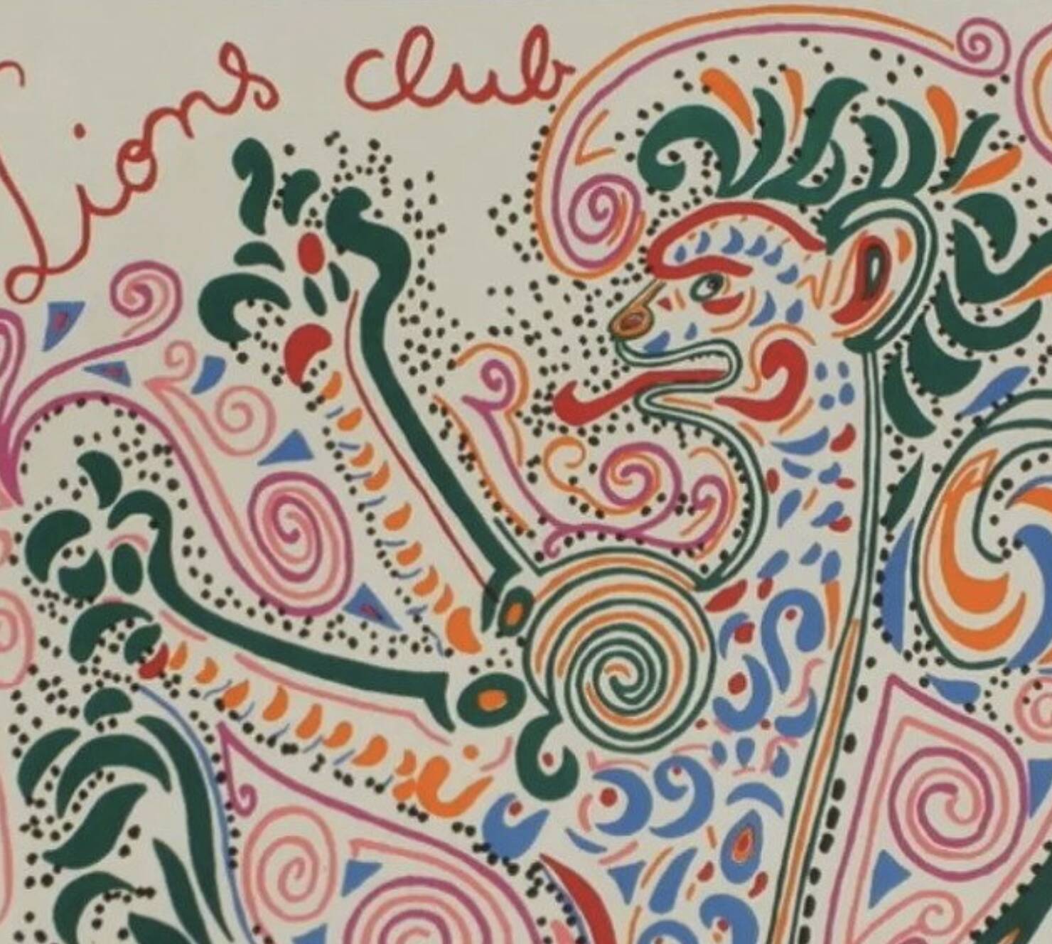 Original lithograph by Jean Cocteau, Lions Club, from 1958