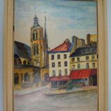 Georges Wolinski, View of Paris, oil on panel, 1982, framed
