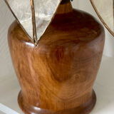 Mother-of-pearl and olive wood lamp