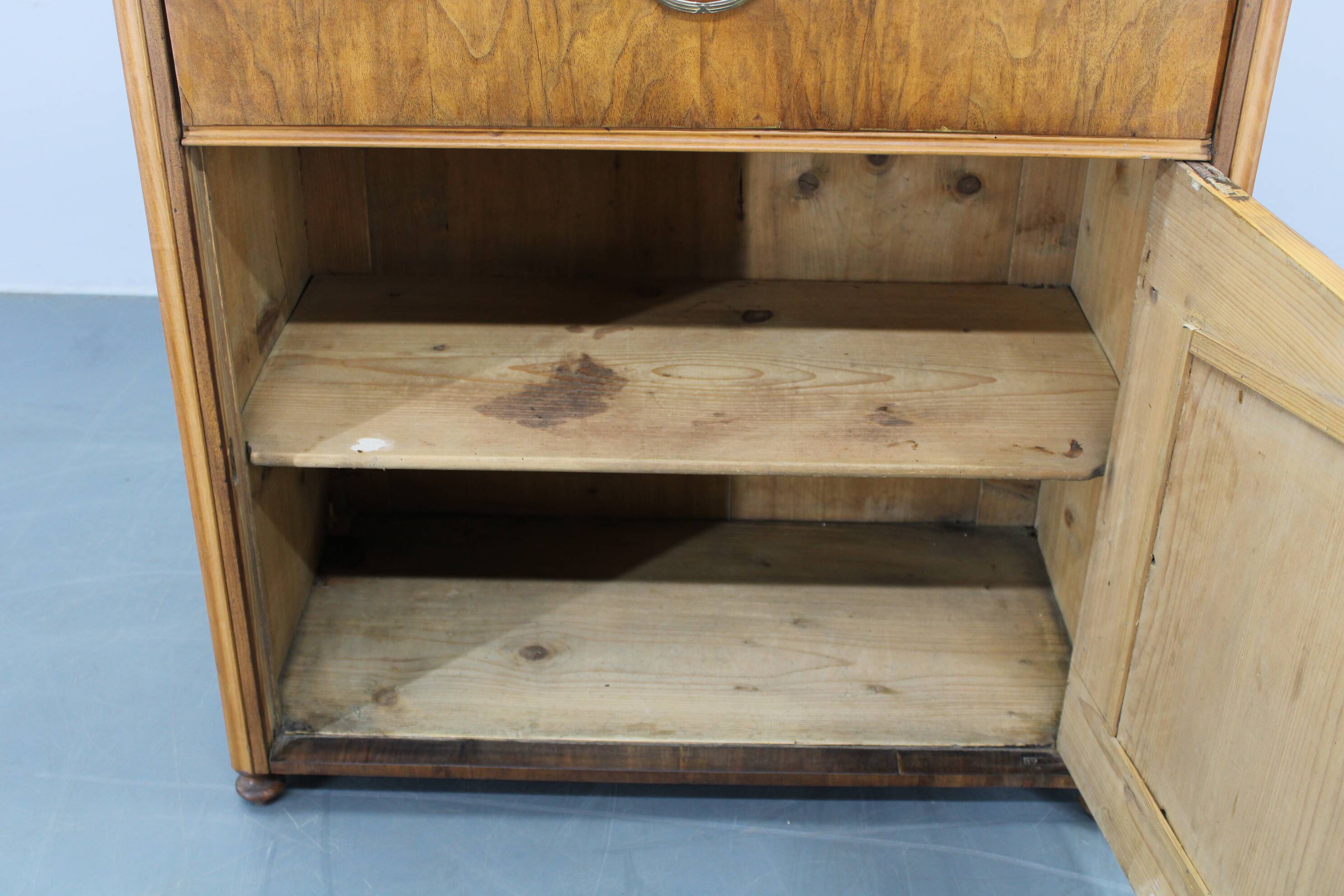 Antique Cabinet in Walnut Finish, Czechoslovakia