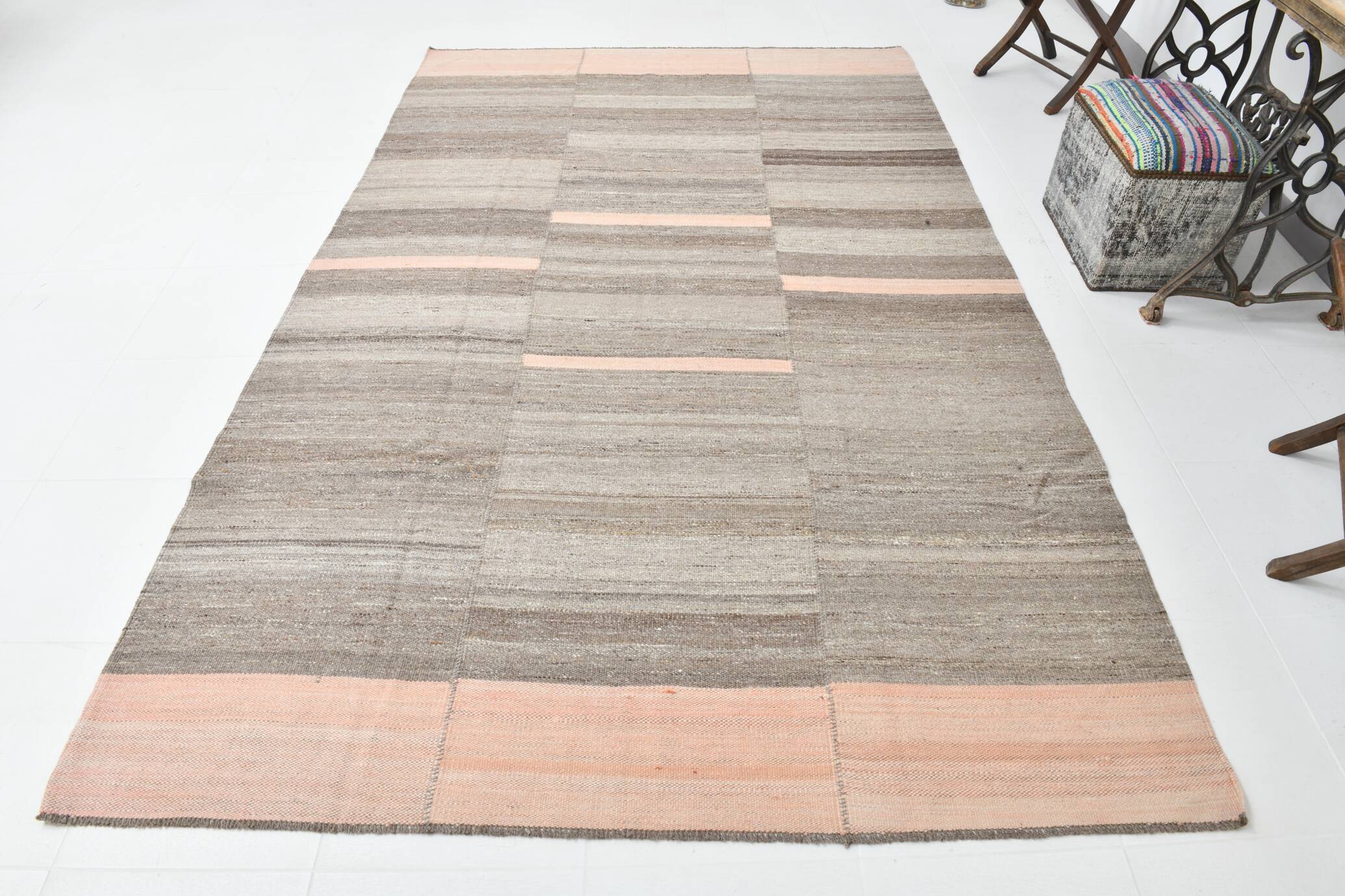 6x10 Salmon & Brown Contemporary Vintage Kilim Rug, 188x304Cm SK 33353