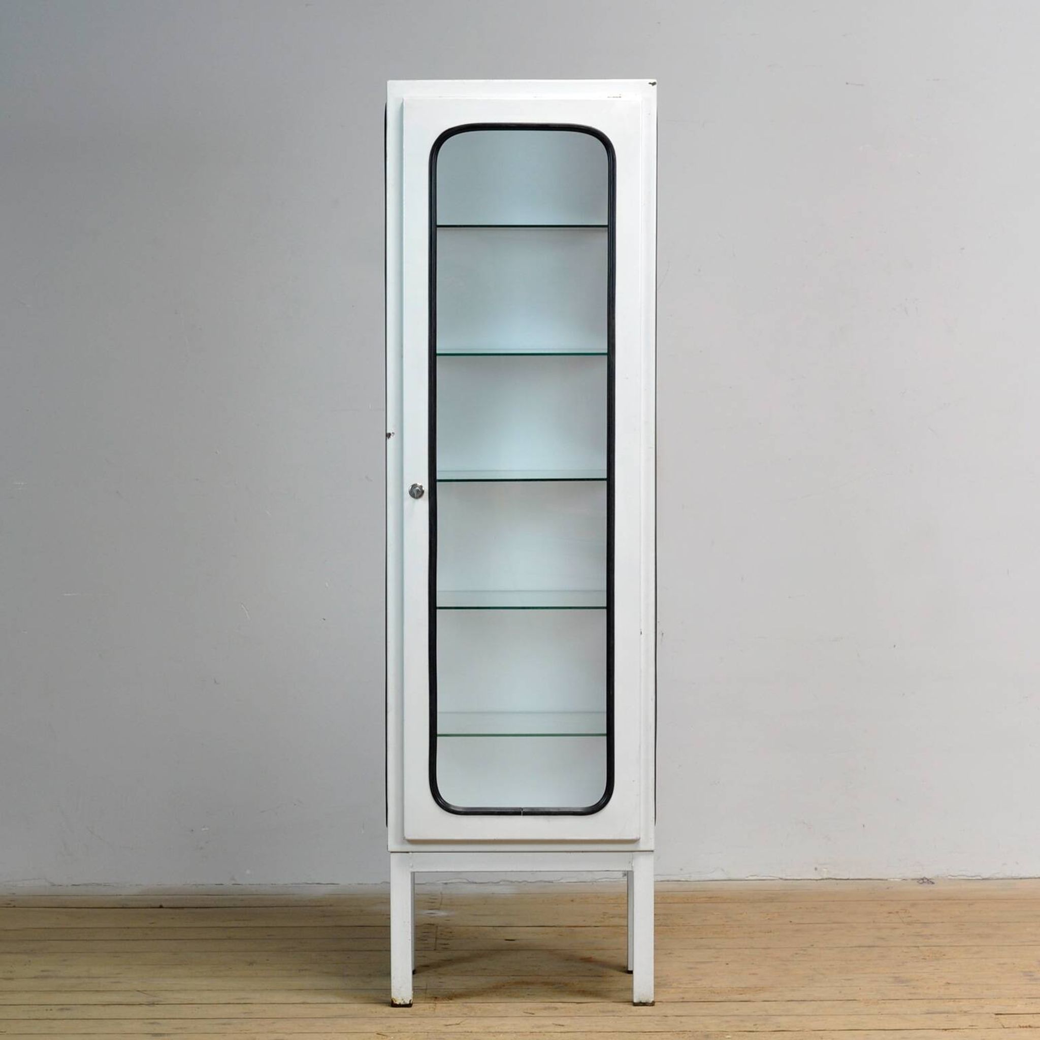 Vintage Iron And Glass Medical Cabinet, 1970s
