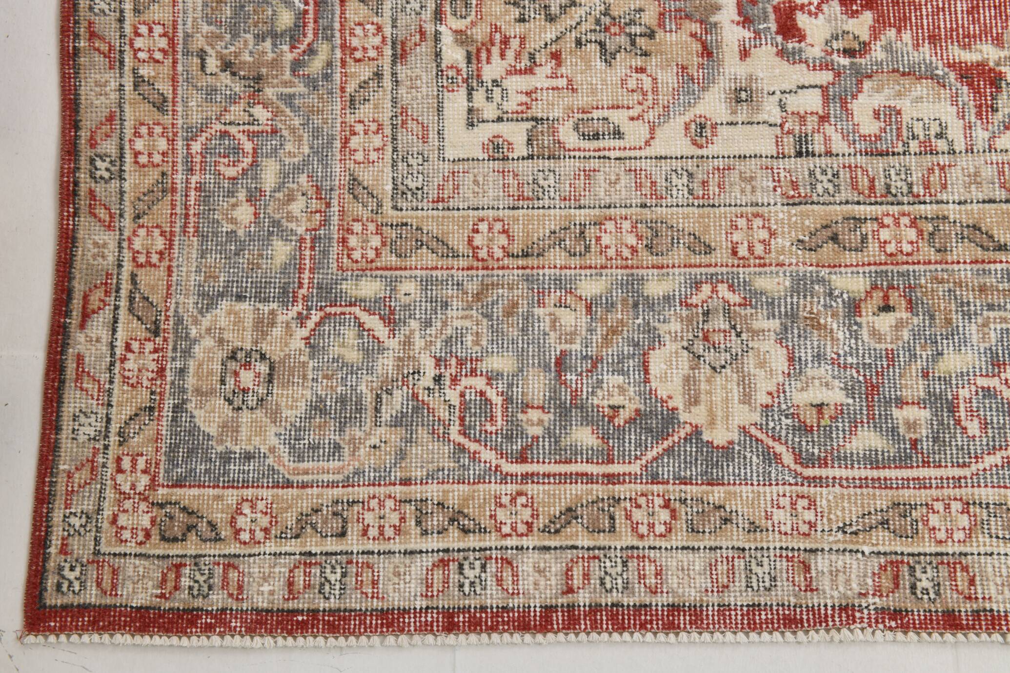 7x10 Faded Red Area Vintage Persian Rug, 199x311 Cm