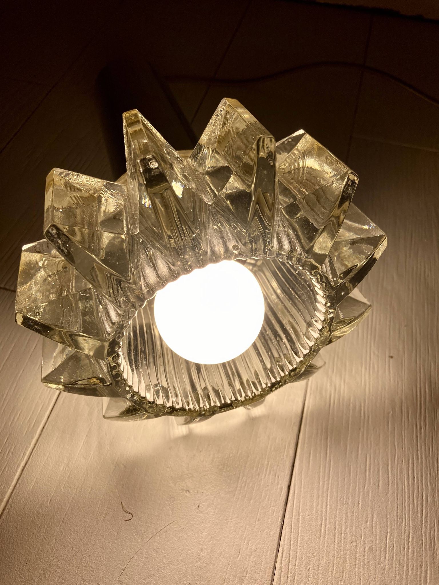 Pair of glass pendant lamps, Boréns Borås, 60/70s.