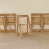 Foldable chairs in elm or ash seat cannage 1970