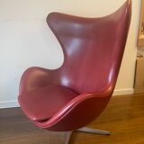 Design armchair Fritz Hansen "egg", leather by Arne Jacobsen