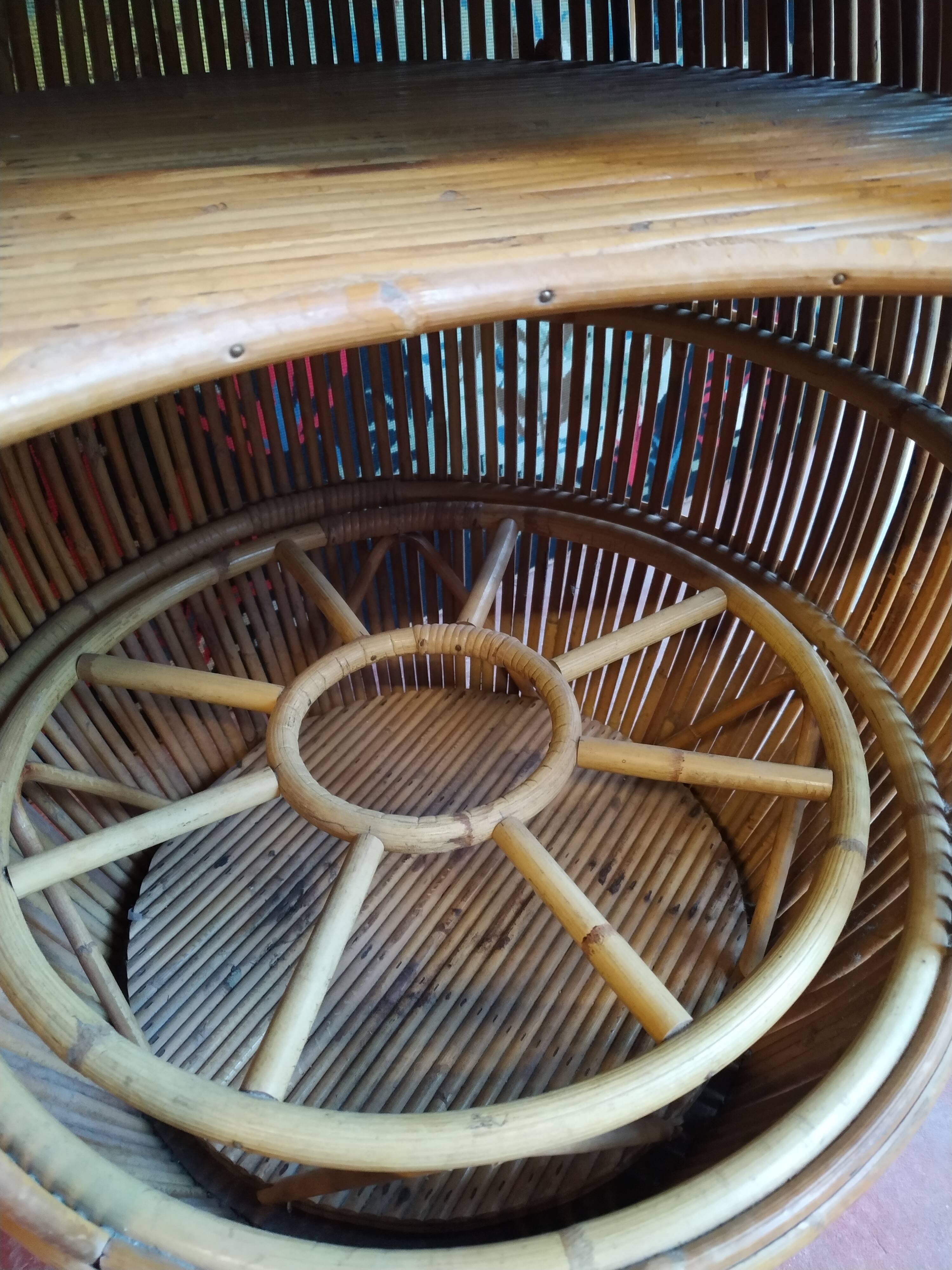 Bar tonneau rotin vintage