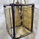 Lantern 1 light bamboo and smoked glasses