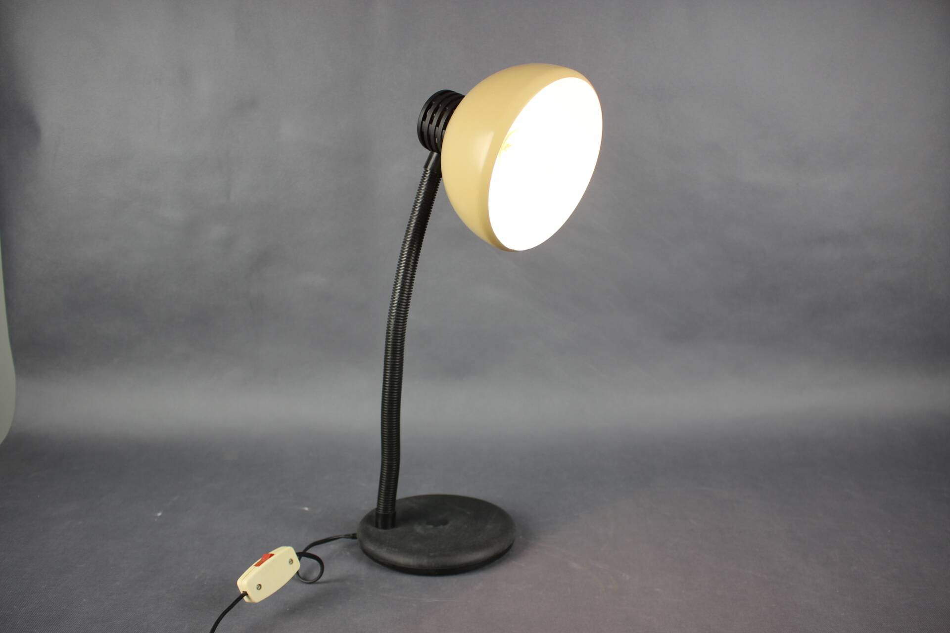1970s Hungarian Gooseneck Desk Lamp, Cappuccino Mid Century Table Light