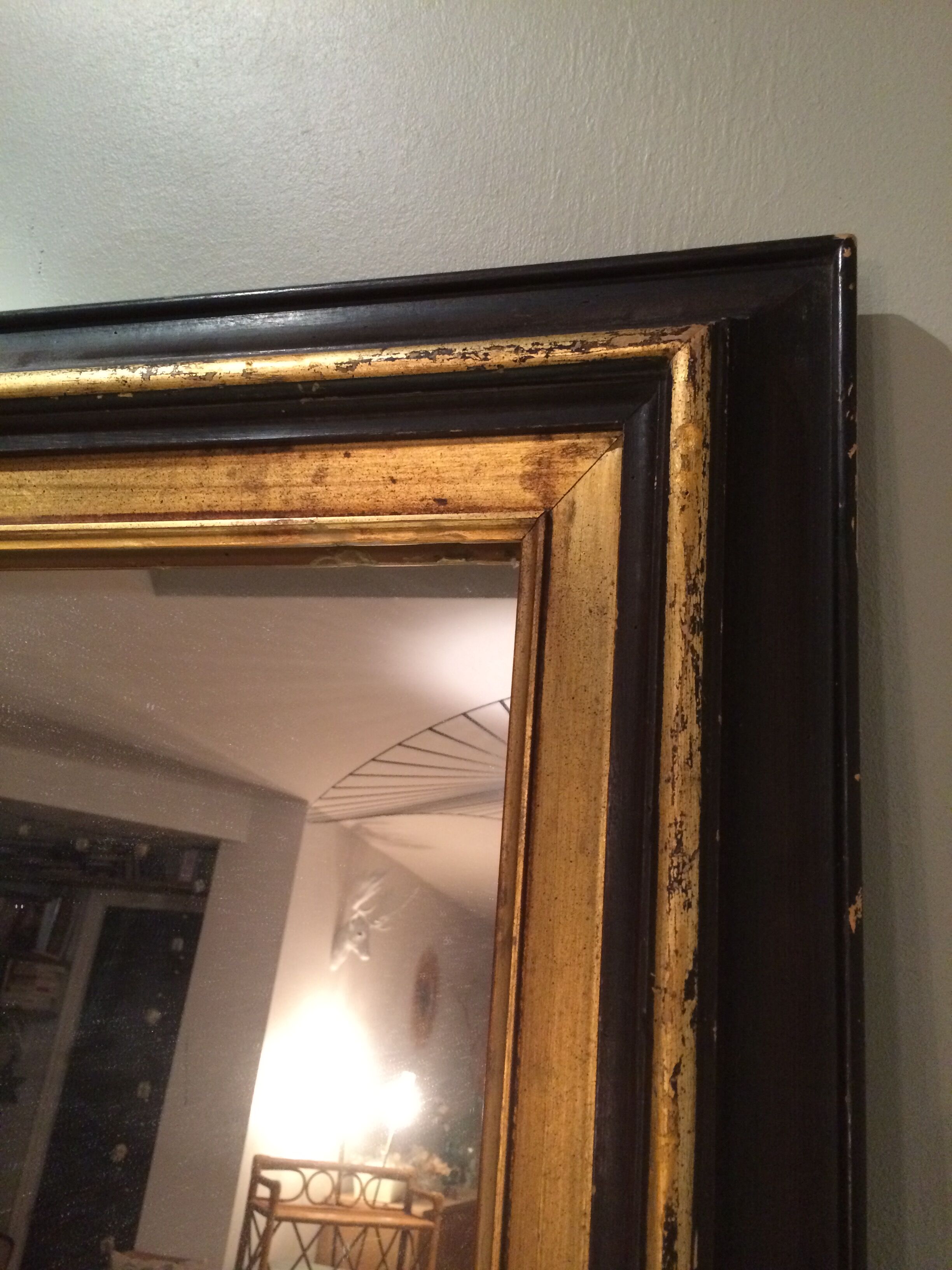 Old mirror black and gold 81x66cm