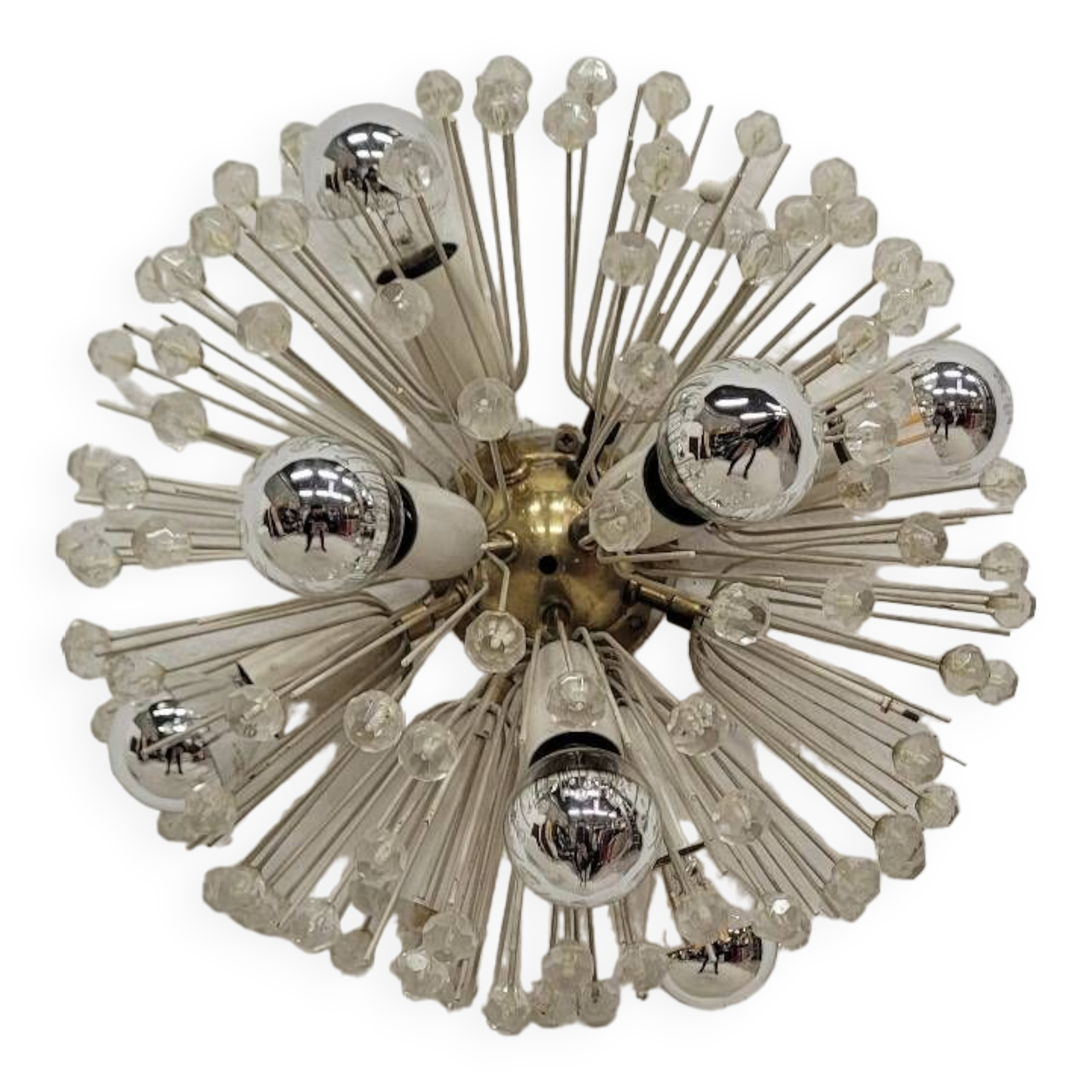 Vintage sputnik wall lamp emil stejnar in brass and glass 1960s