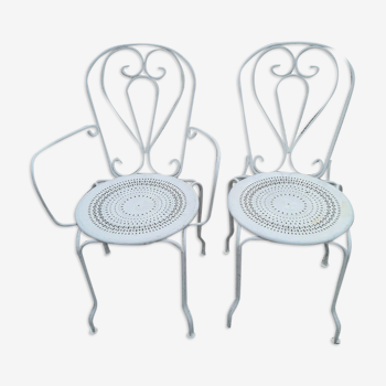 Chaise et fauteuil de jardin en fer