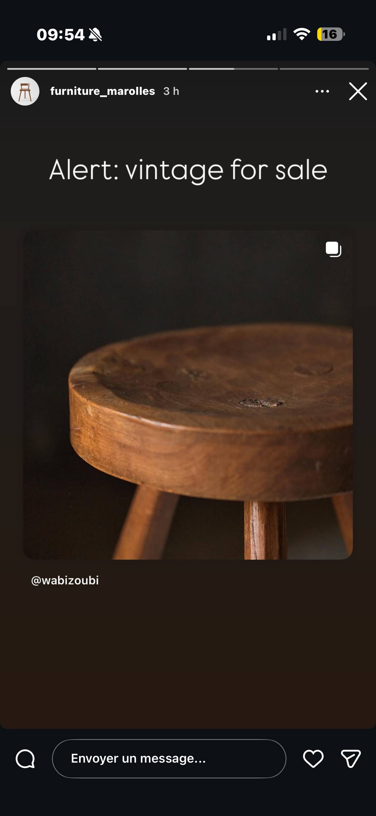 Jean Touret stool for the artisans of Marolles.