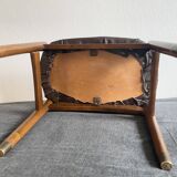 Stool in wood & leather 50/60
