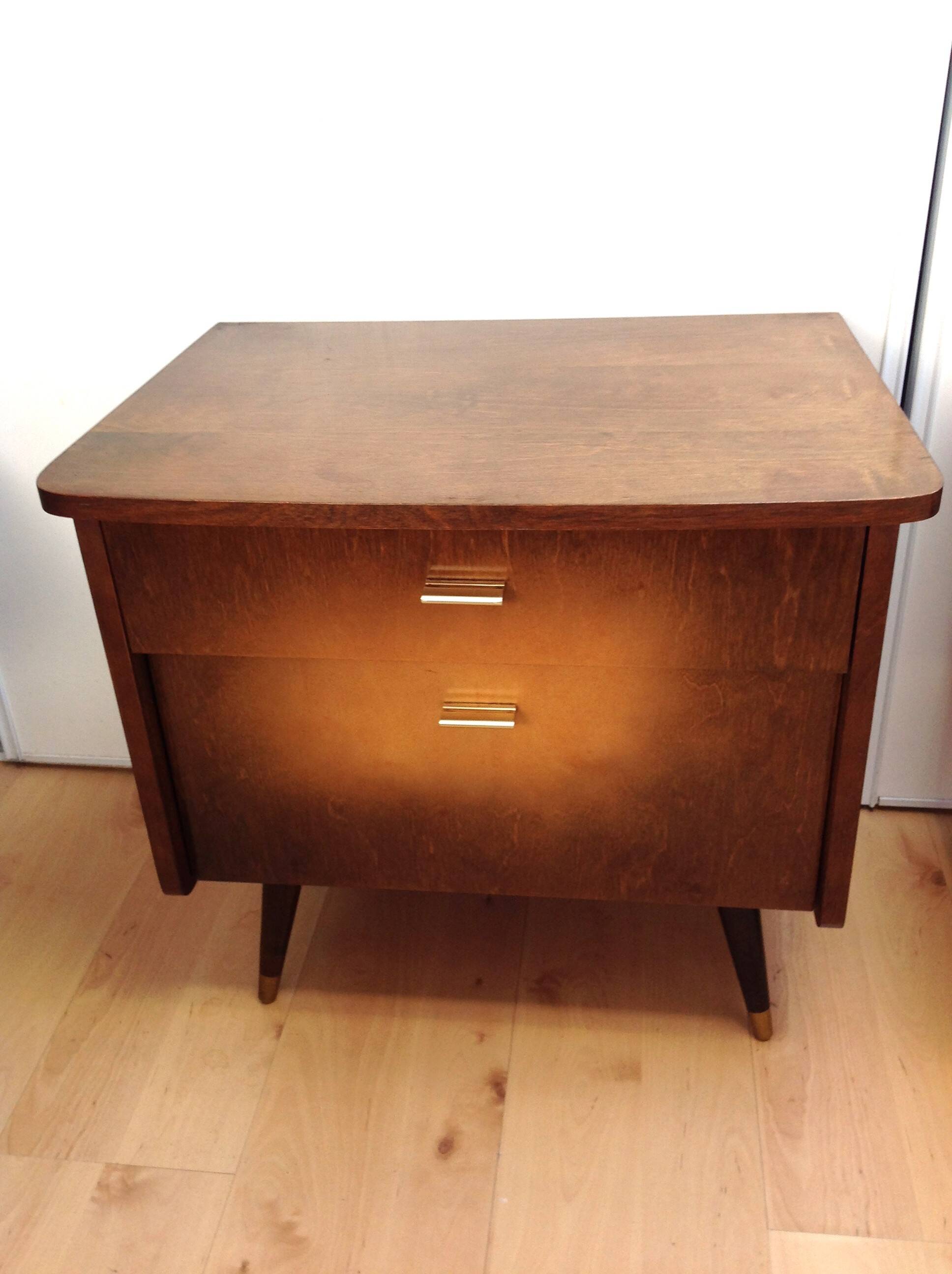 Pair of bedside tables with compass feet / vintage 50s-60s