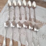 Set of 12 old silver-plated soup spoons