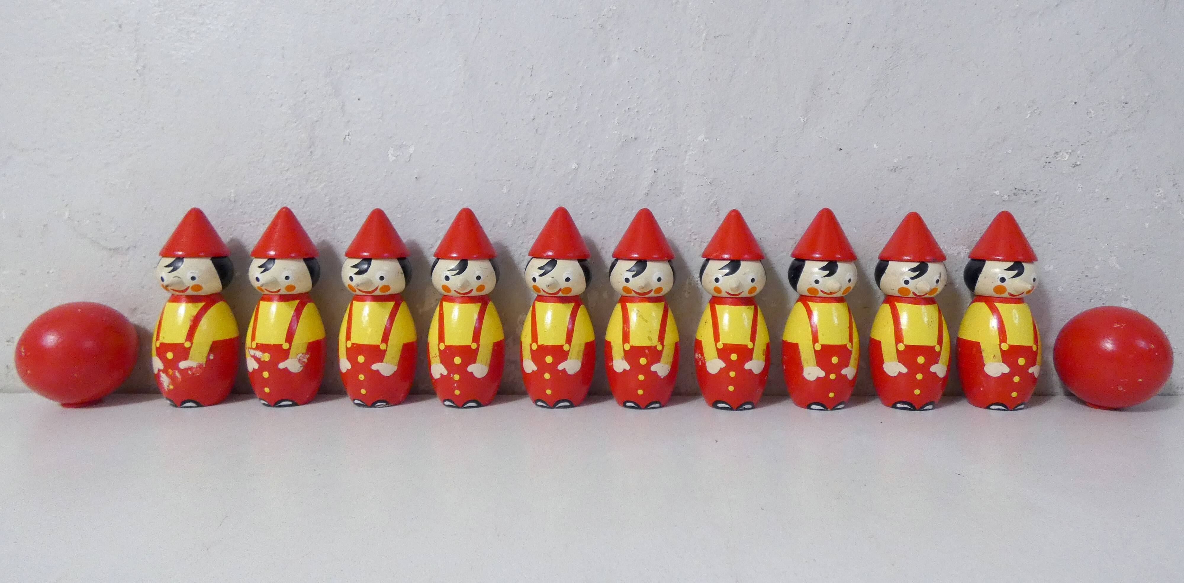 Vintage pinocchio bowling game