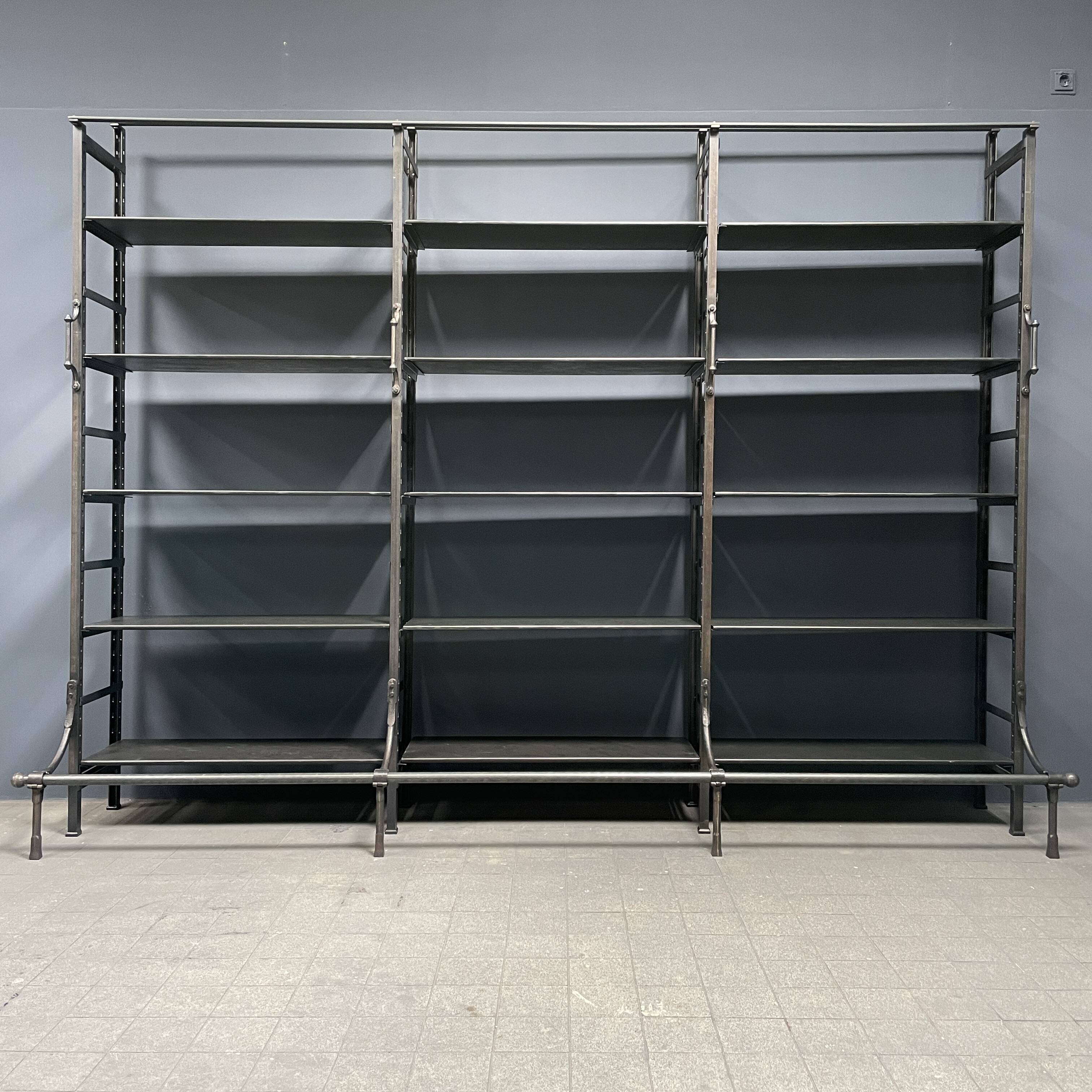 Industrial Iron Library Wall Shelving Cabinet