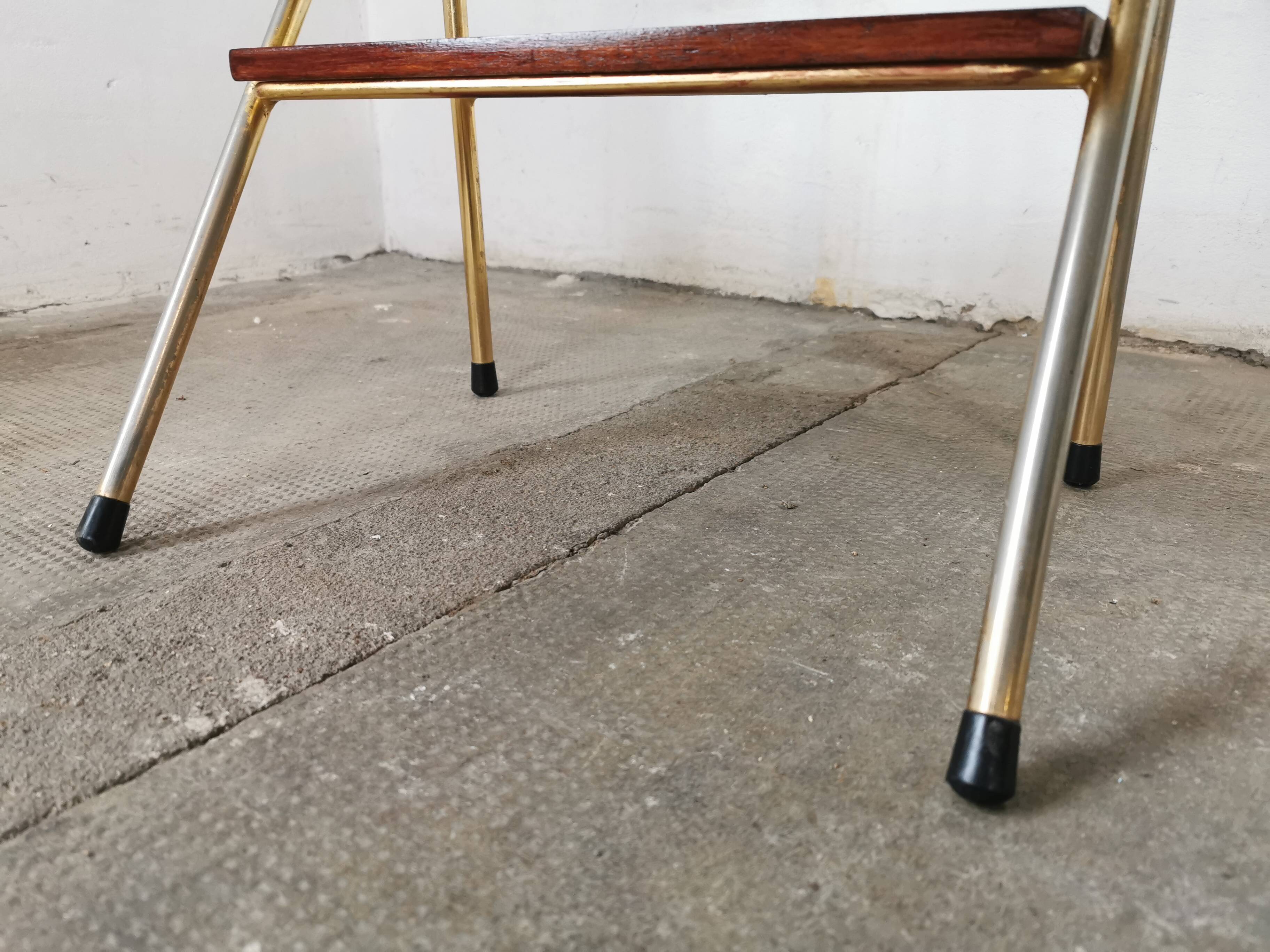 Metal and wood bedside table 1960/1970