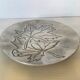 Silver tray with maple leaves in stainless steel.