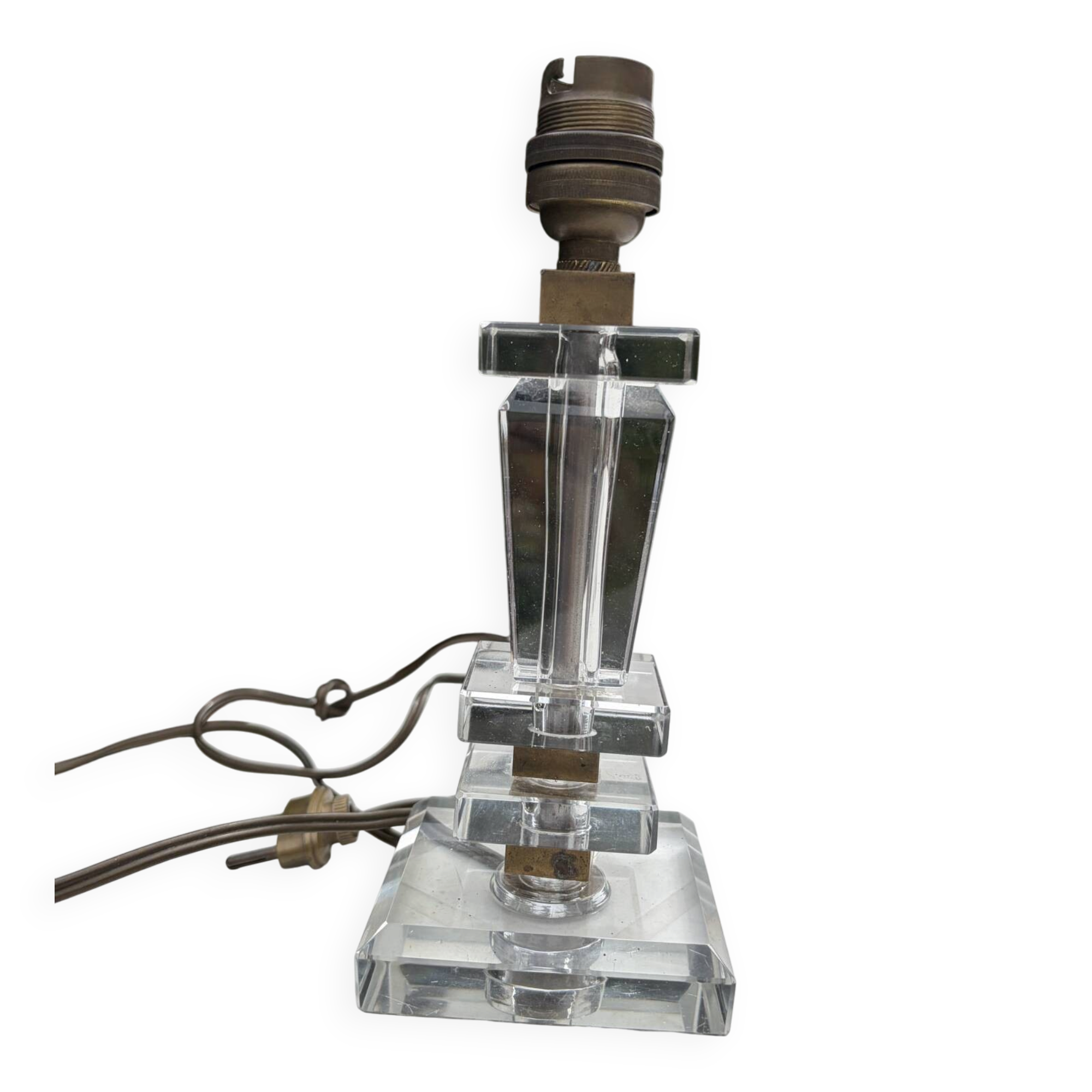 Art Deco crystal lamp base 1930 bronze