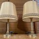 Pair of Empire Style Table Lamps Column Shape Golden Metal Vintage France