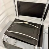 Lot of 4 tubular chairs designed by Mart Stam in vintage black leather from the 1980s.