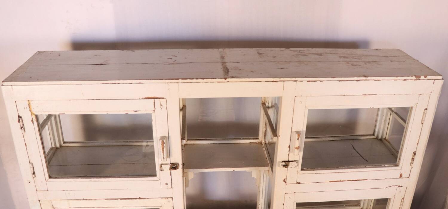 Burmese teak merchant's counter with original white patina.