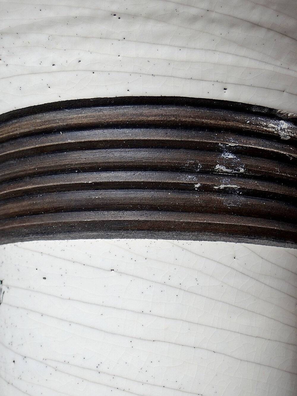 Large modern Raku lamp in beige and brown by Keramos Sèvres - René Hénon