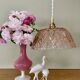 Vintage lampshade pendant light in pink molded glass - tableware collection -