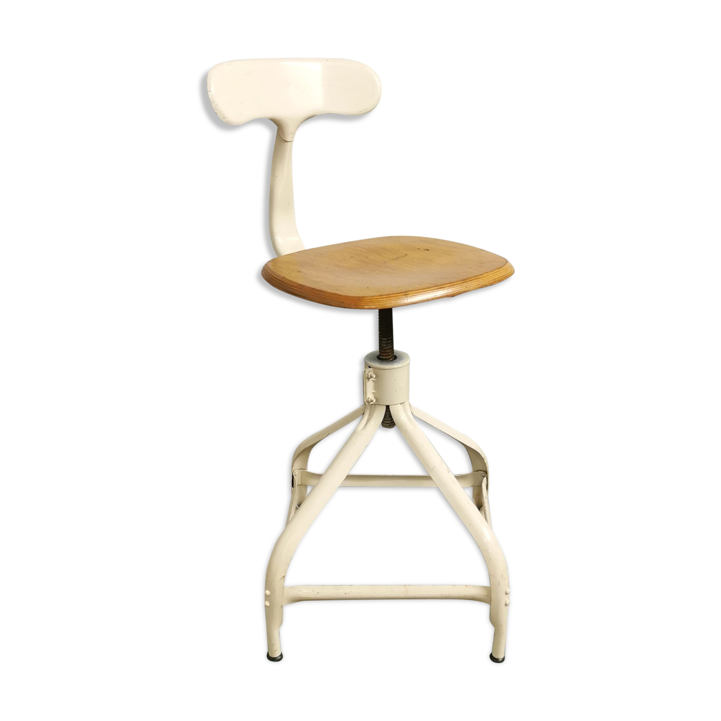Wooden sitting workshop chair, Nicolle, 1960