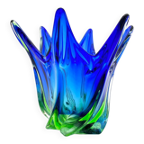 Sculptural Murano Vase – Cobalt Blue & Green - circa 1960