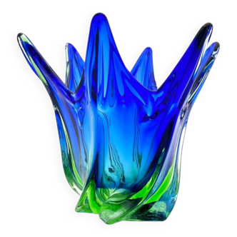 Sculptural Murano Vase – Cobalt Blue & Green - circa 1960