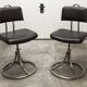 Pair of French Army telegraph operator's swivel chairs, new leather