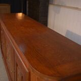 3-door sideboard in solid oak with curved legs, 1950s