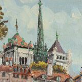 Tableau huile sur Toile signé H.Ecuyer Vue de de Genève